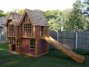 Slide View Little Lodge Childrens Playhouse Wendy House Miniature Replica