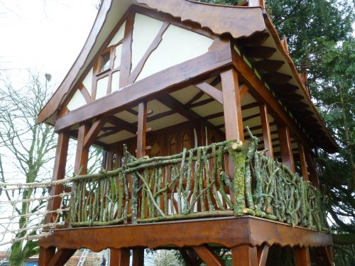 Front Balconty Pinewood Hideaway Custom Built Bespoke Treehouse Playhouse