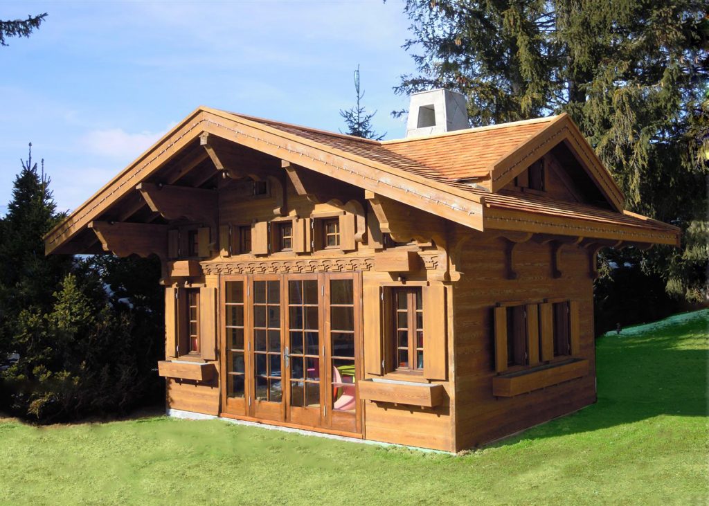 Main View Swiss Chalet Miniature Replica Copy Childrens Wooden Play House Playhouse Fully Furnished 1