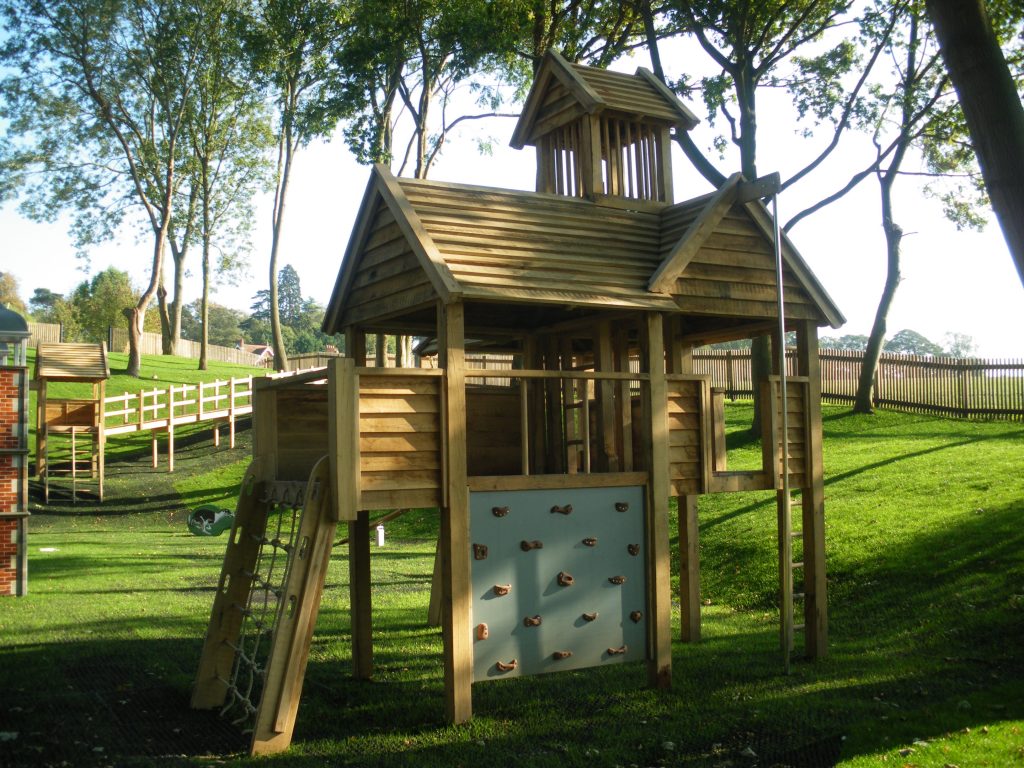 Multi Play Tower Back View Hatfield House National Trust Childrens Outdoor Wooden Play Area Replica By Flights Of Fantasy