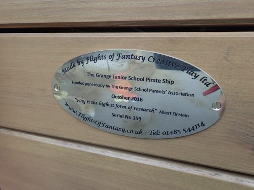 Plaque The Grange School Pirate Ship Play Area Plaque The Grange School Pirate Ship Play Area