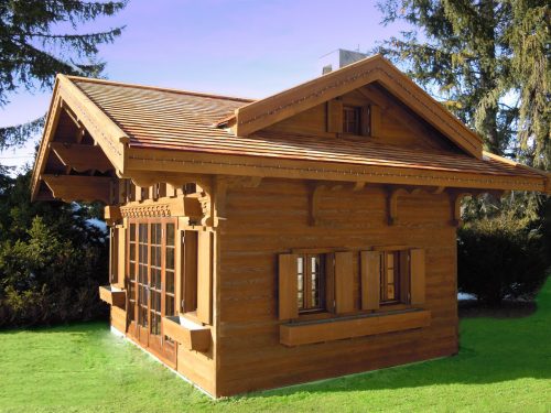 Side View Swiss Chalet Miniature Replica Copy Childrens Wooden Play House Playhouse Fully Furnished Side View Swiss Chalet Miniature Replica Copy Childrens Wooden Play House Playhouse Fully Furnished