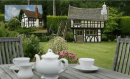 tudor cottage miniature playhouse replica